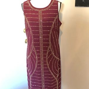 NWOT Maroon Beaded Dress